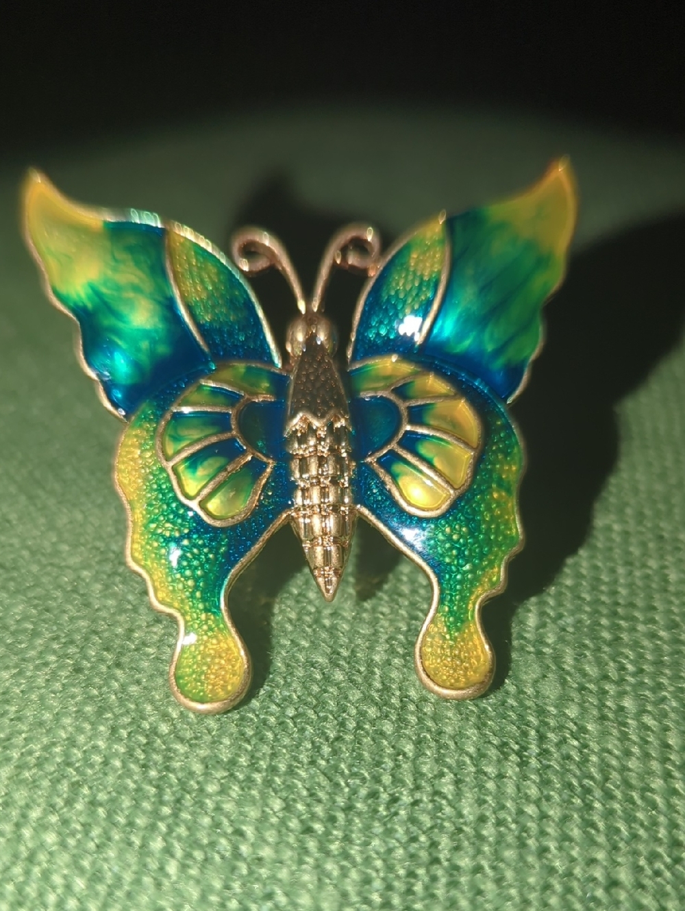 Enamel Butterfly Ring Blue & Green